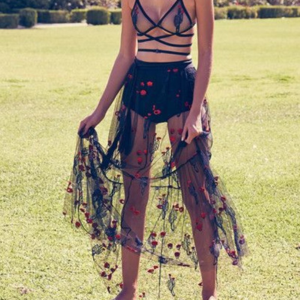 For love and lemons desert rose maxi skirt